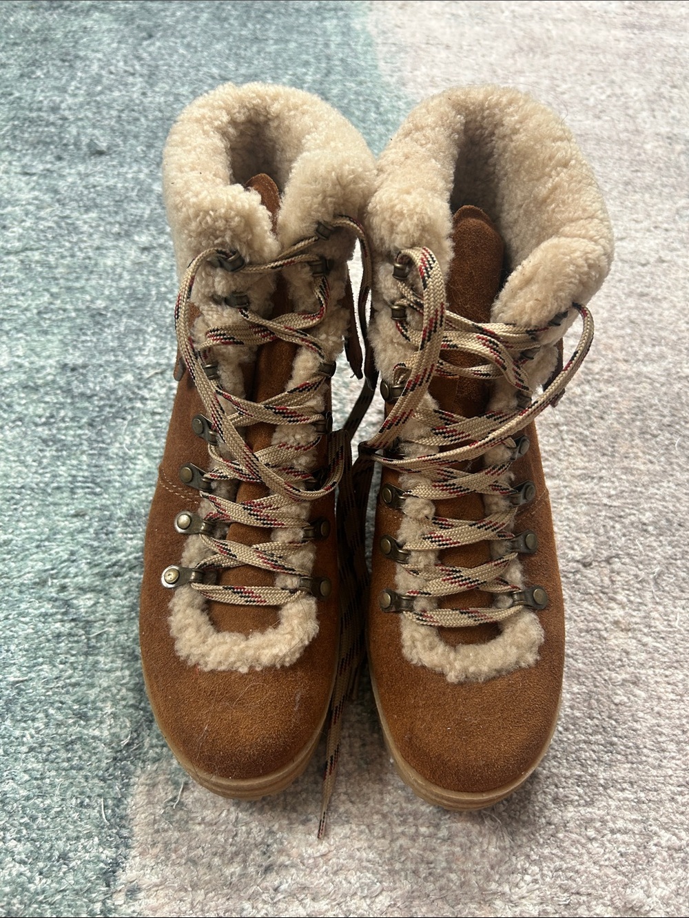 See By Chloé Brown Suede Lace-Up Shearling Boots
